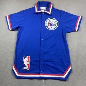 Philadelphia 76ers Warm Up Jersey Mens 52 NBA Mitchell & Ness Blue 1988-1989 New